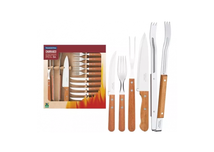 Cubiertos madera x 15 piezas dinamyc