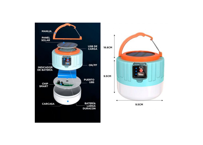 Farol luz carga solar camp0081