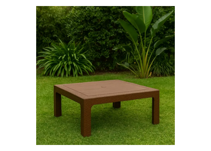 Mesa alejito plastico simil ratan cuadrada