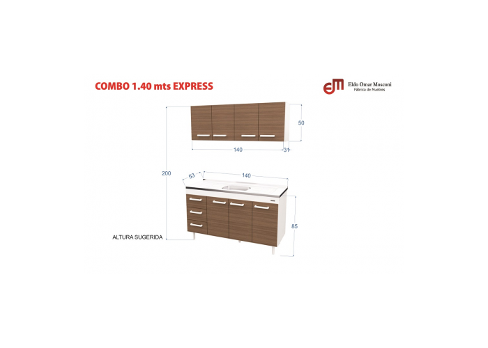 Combo alacena y bajo mosconi 1.40 bco/avellana linea ex