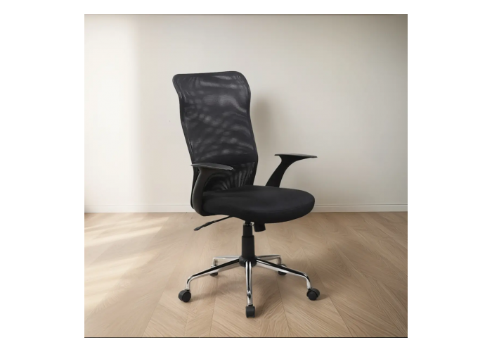 Sillon alto negro c/base crom ob-so2