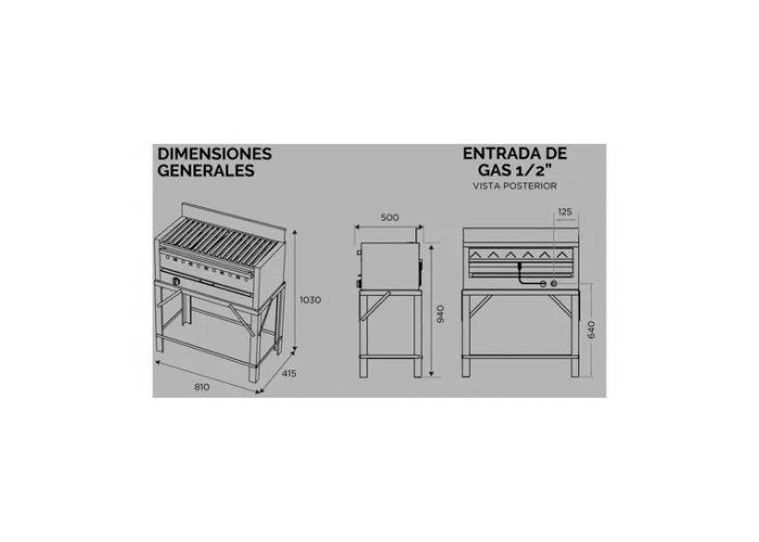 Parrilla mediana con  base 6.600 k