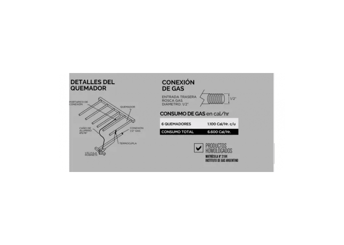 Parrilla mediana con  base 6.600 k