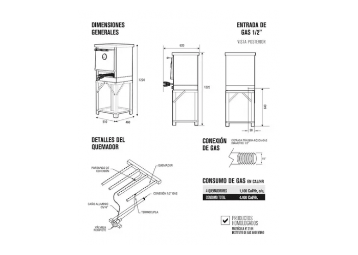 Horno pizzero 4 pizzas - mini cod 002