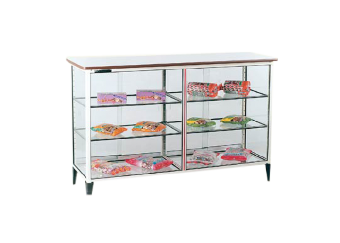 Mostrador vidrio con  mesada laminada- 1,92 mts